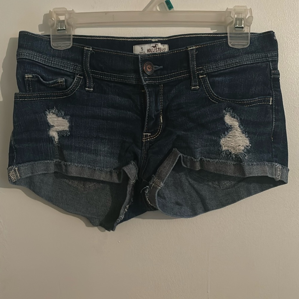 Dark Wash Distressed Hollister Shorts Size 5